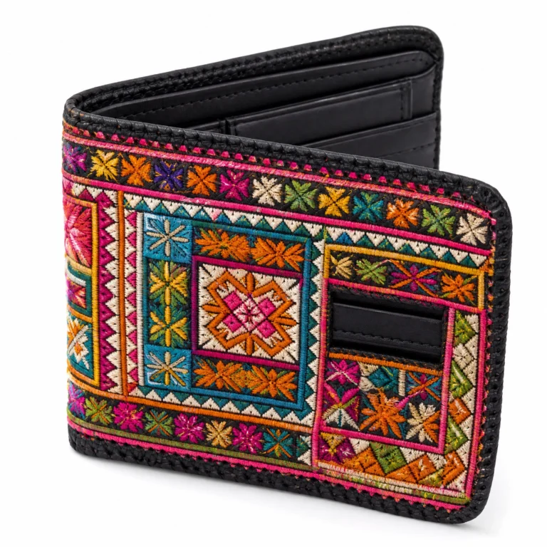 embroidered wallet